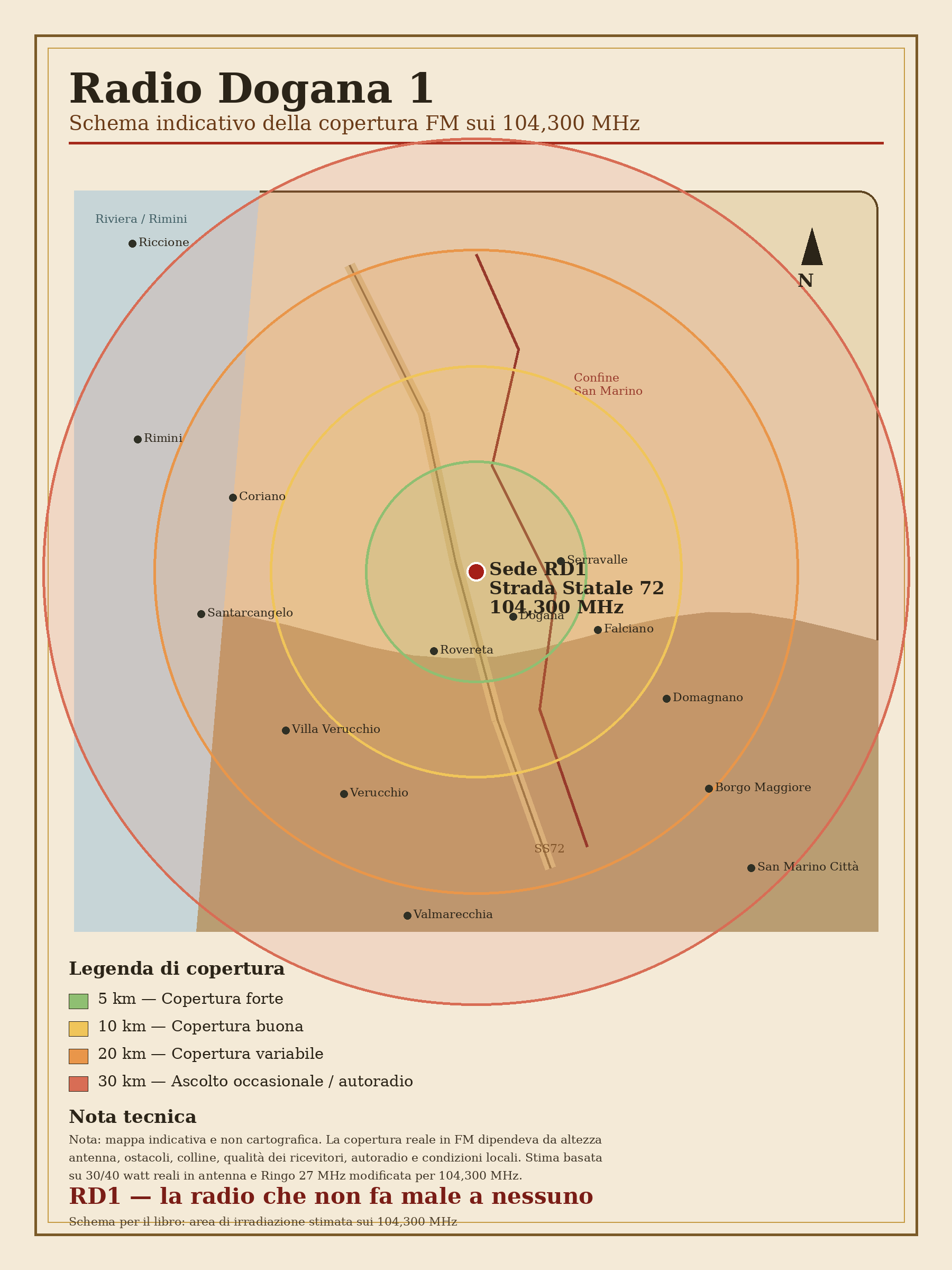 Mappa copertura FM Radio Dogana 1
